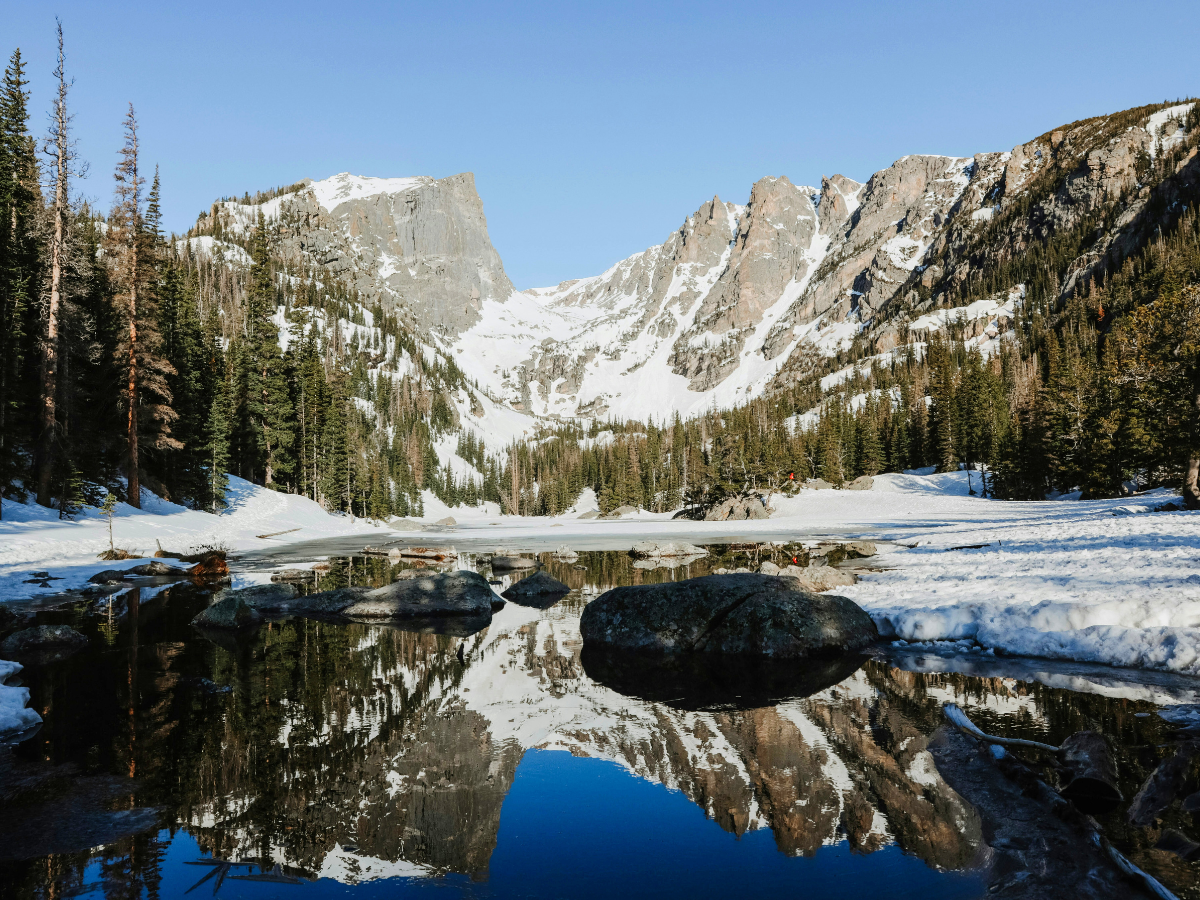 dream lake in rocky mountain national park in spring