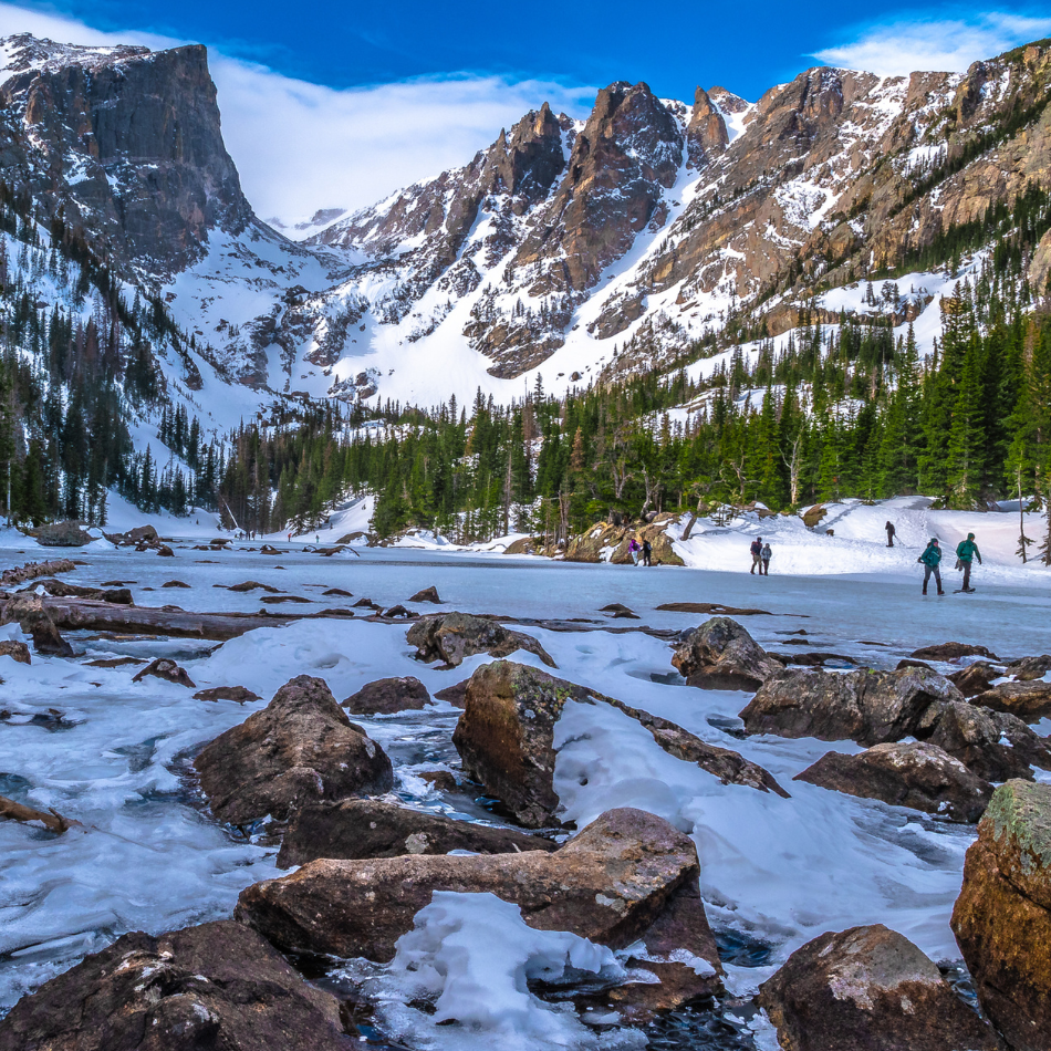 dream lake in rocky mountain national park in winter